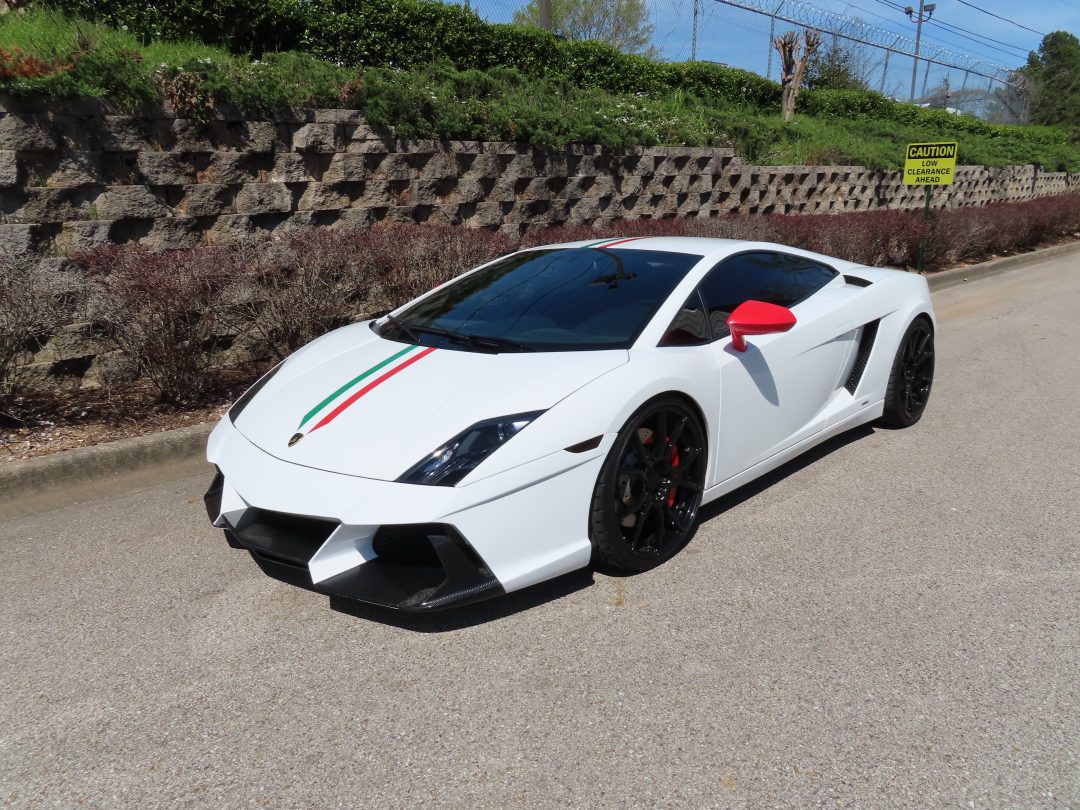 White Lamborghini with tinted windows