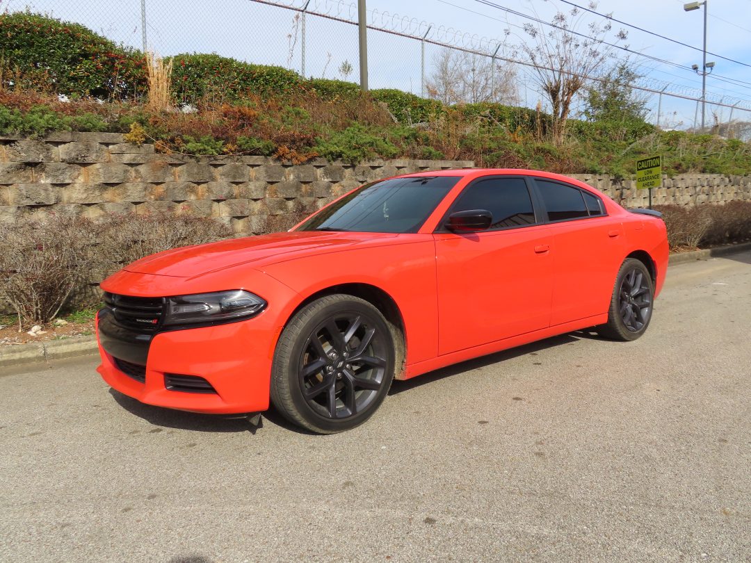 Custom orange paint for the Dodge charger